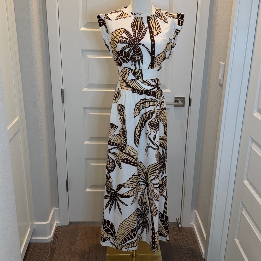 FARM Rio Amazonia Leaf Print Midi Dress Size S - Picture 3 of 7
